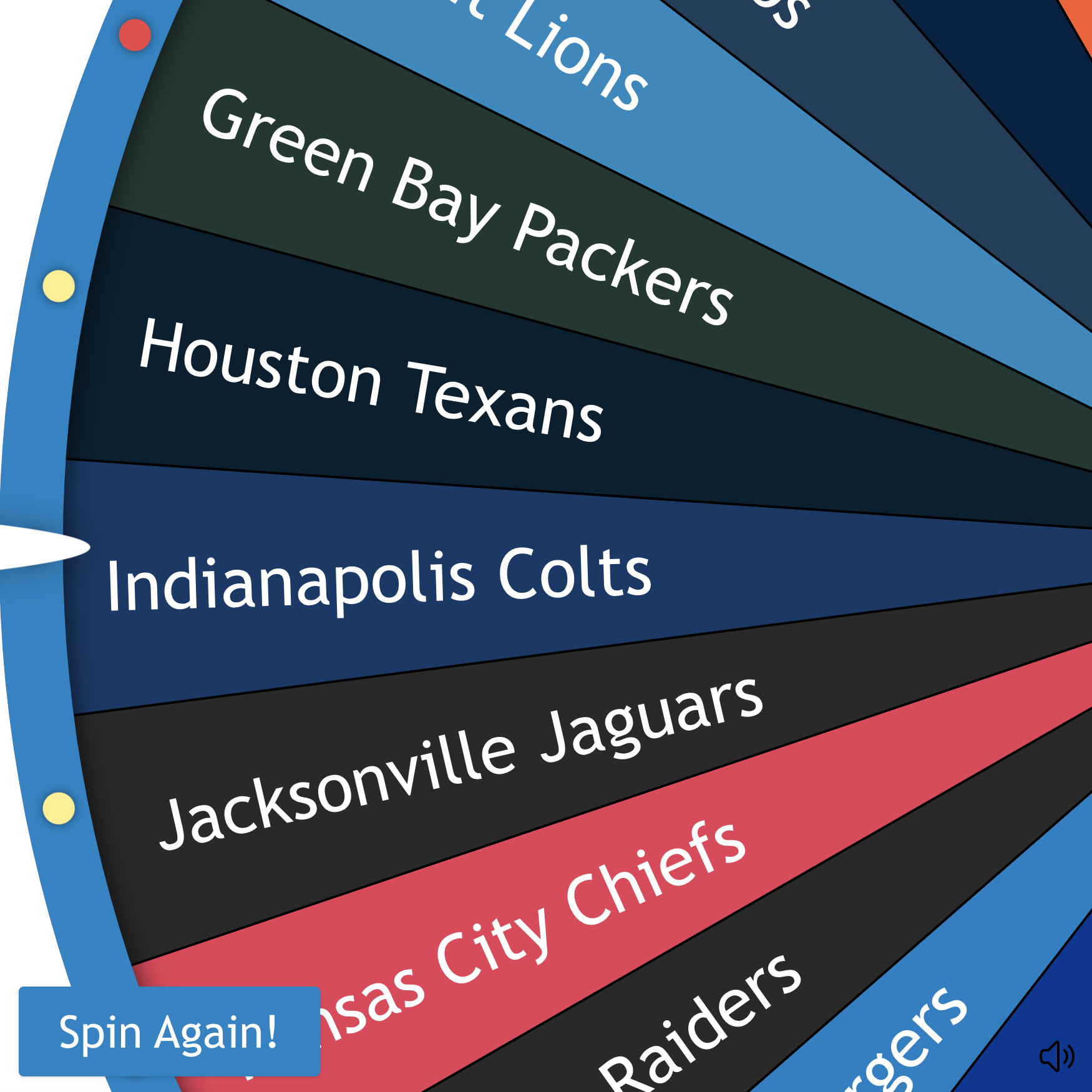 Random NFL Team Generator Spin The Wheel All 32 Teams 